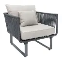 Vallarta sillón metal negro cuerda negra y loneta antidecoloración // Exterior techado