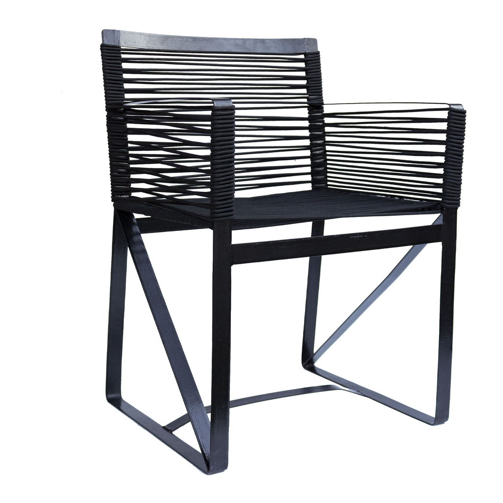 Xalapa silla acero galvanizado negro textilene negro // Exterior 100% 