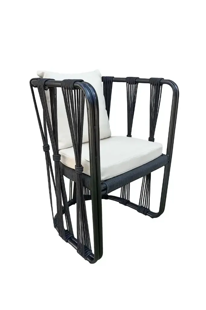 Majahuitas silla acero galvanizado negro y textilene // Exterior 100% 