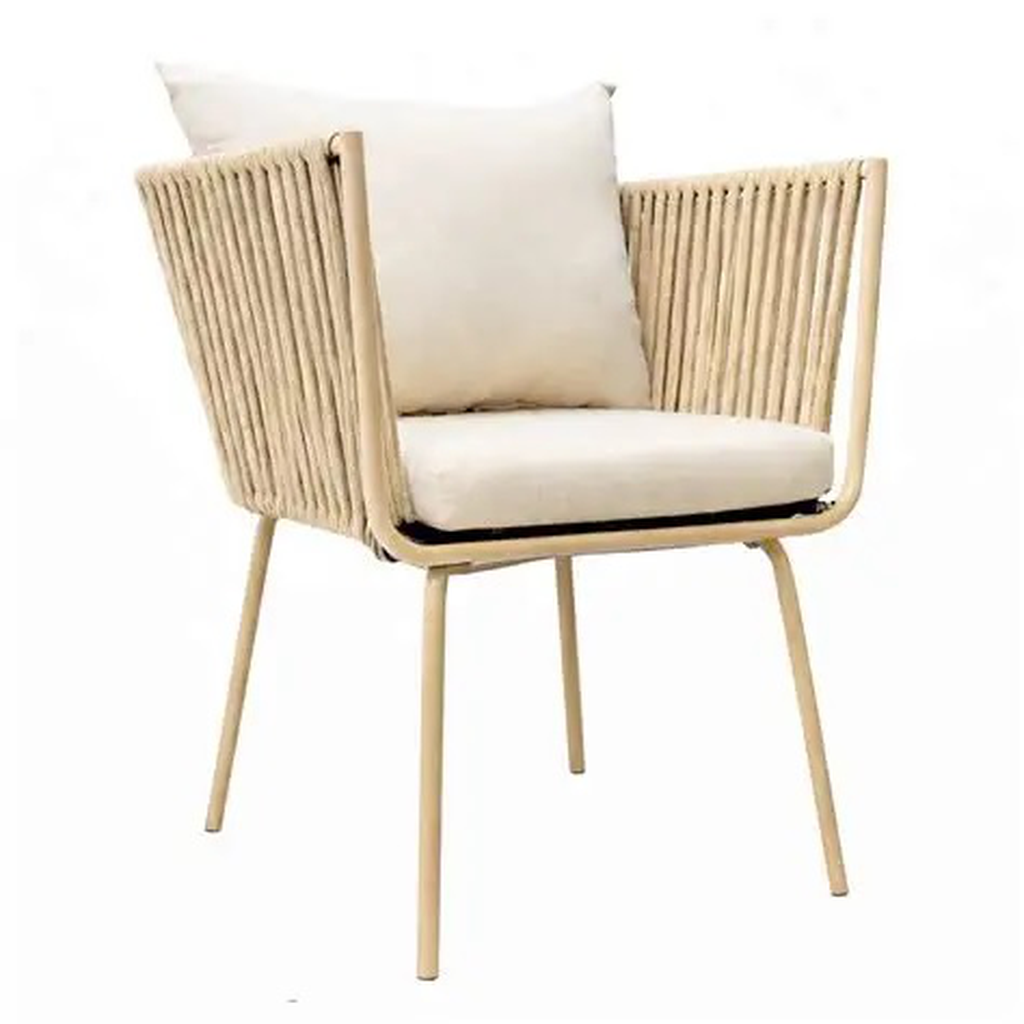 Chetumal silla metal beige cuerda beige cojinería en tela loneta antidecoloración // Exterior techado
