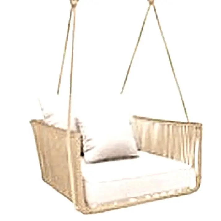 Vallarta columpio sillón metal beige cuerda beige loneta antidecoloración // Exterior techado