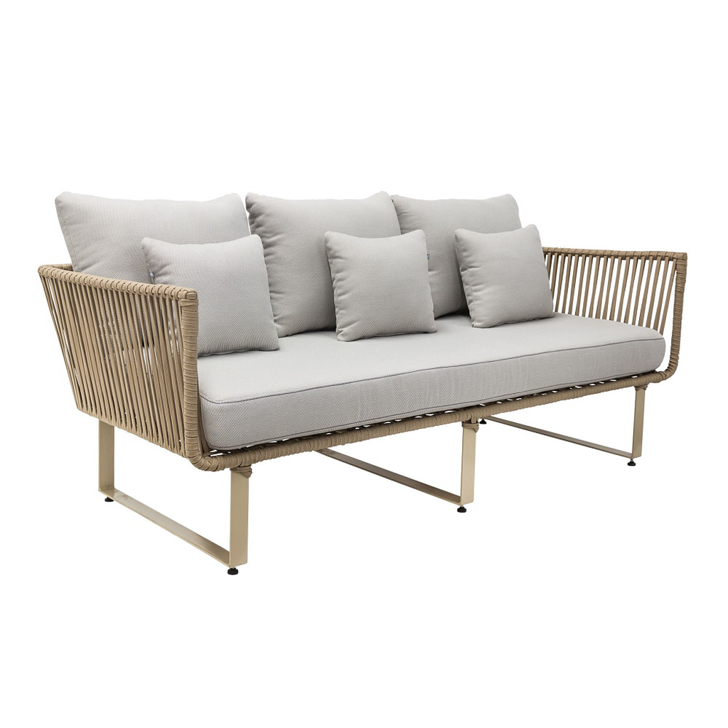 Vallarta sofa metal negro cuerda beige cojineria tela loneta