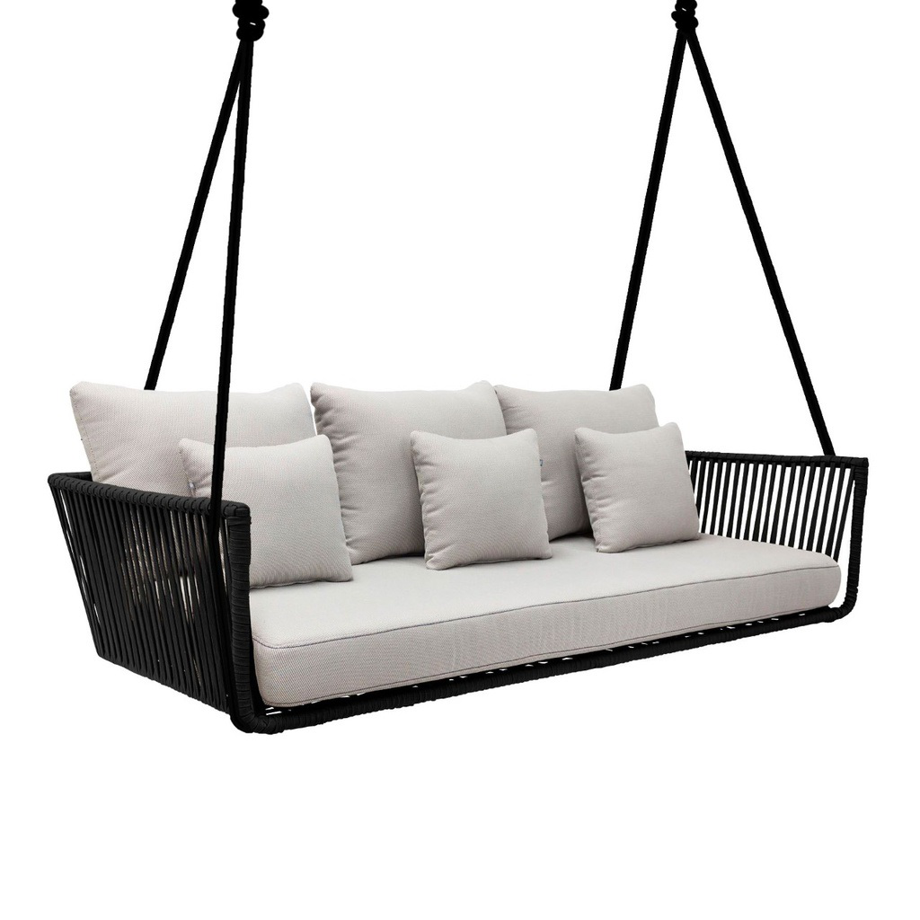 Vallarta columpio sofa cuerda negra tela curri