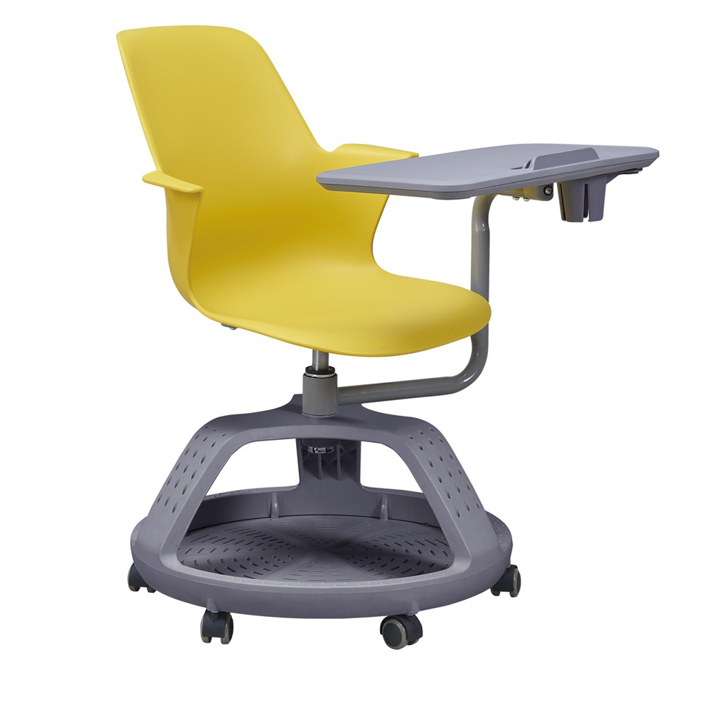 Pupitre mesa banco giratorio con ruedas color amarillo