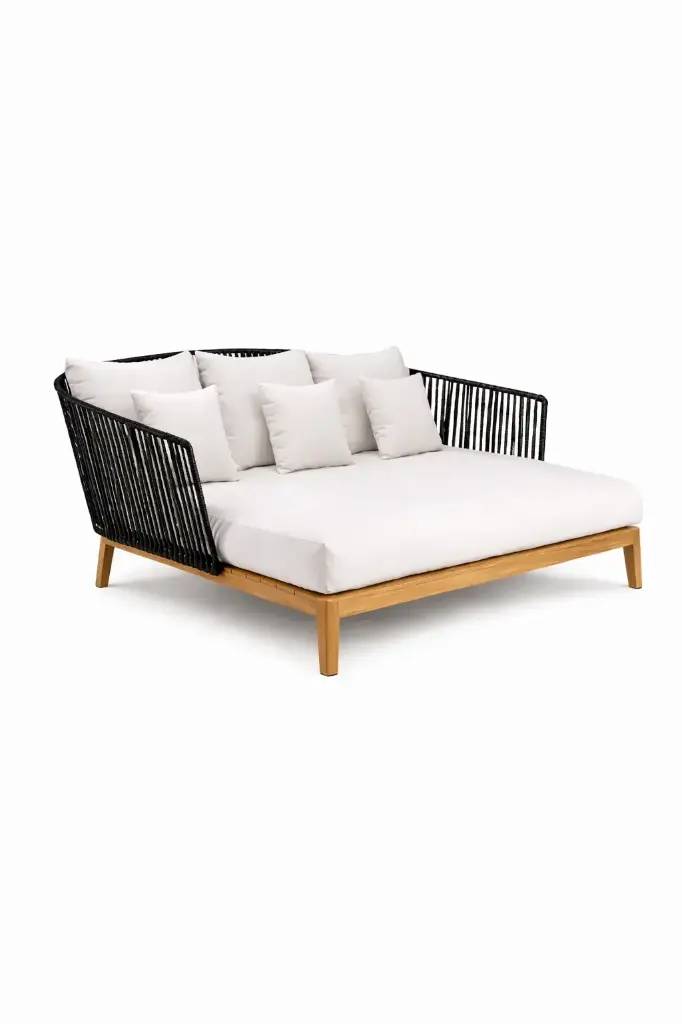 Oaxaca cama de dia metal negro cuerda nylon tela loneta antidecoloración // Exterior techado