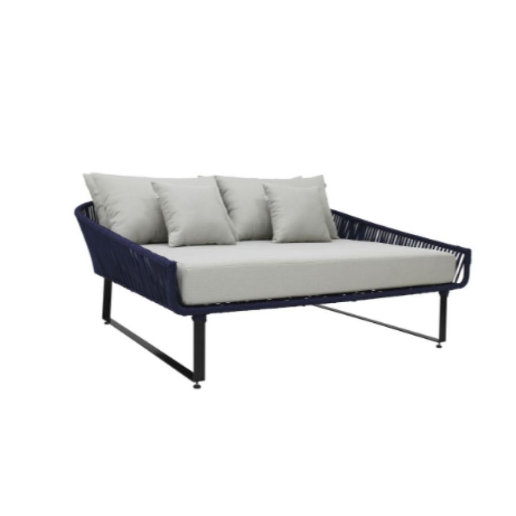 Vallarta cama de dia grande metal gris cuerda gris tela loneta // Exterior techado