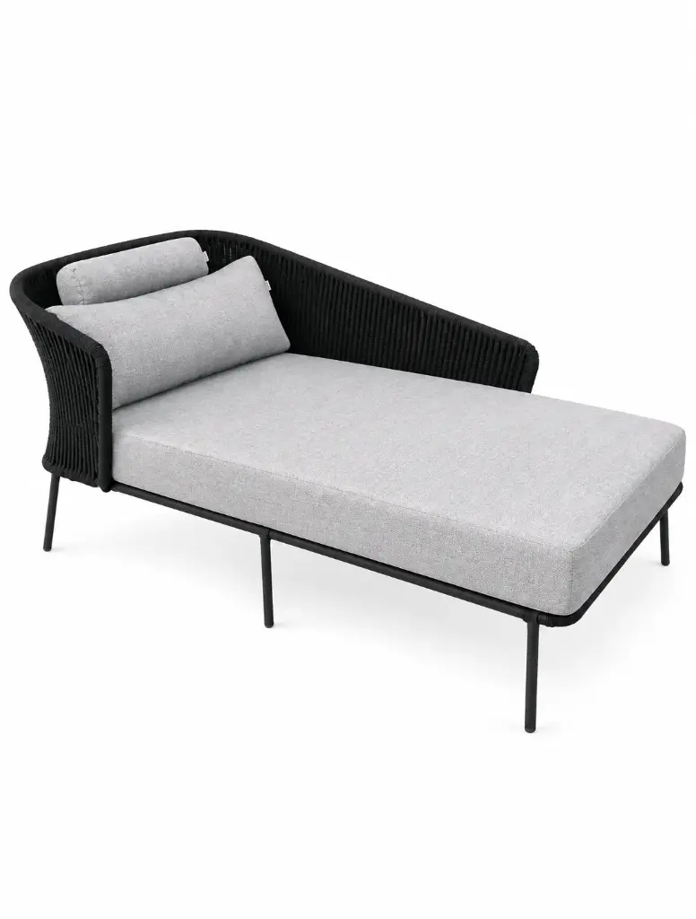 Chacala camastro para 2 personas metal negro cuerda negra // Exterior techado
