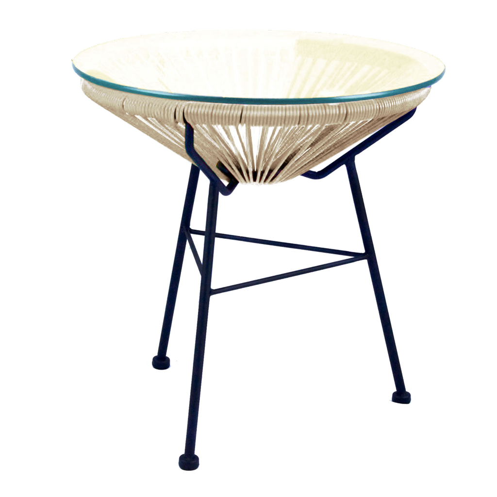 Acapulco mesa auxiliar metal negro cuerda beige // Exterior techado