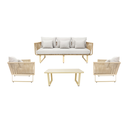 Vallarta sala 3+1+1+ mesa metal beige cuerda beige con cojinería // Exterior techado