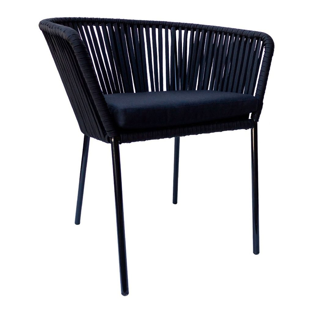 Jalisco silla metal negro cuerda negra cojin asiento en curri