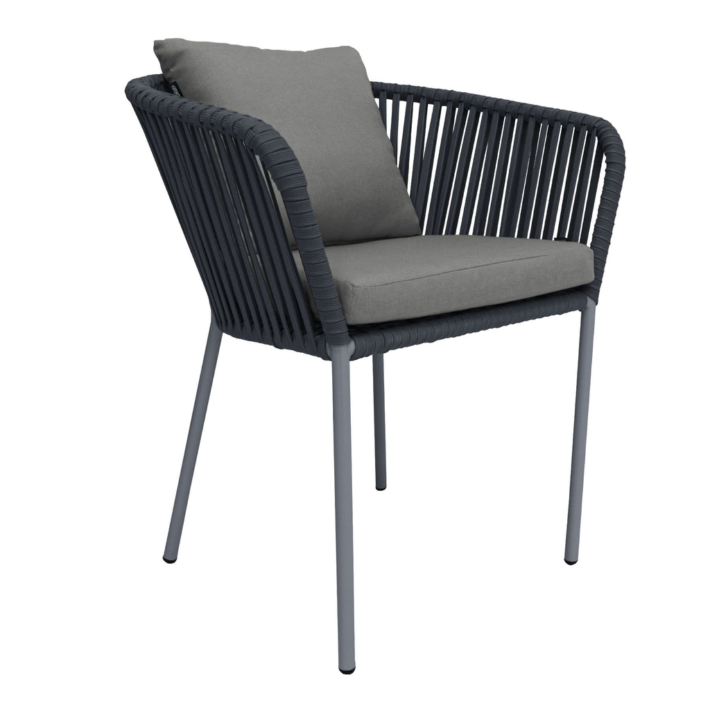 Jalisco silla metal gris cuerda negra cojines asiento y respaldo // Exterior techado