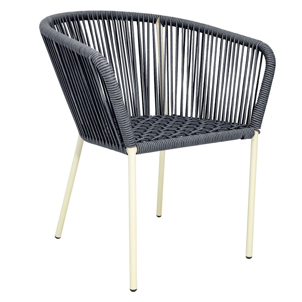 Ameca silla estructura beige cuerda gris jaspeado // Exterior techado
