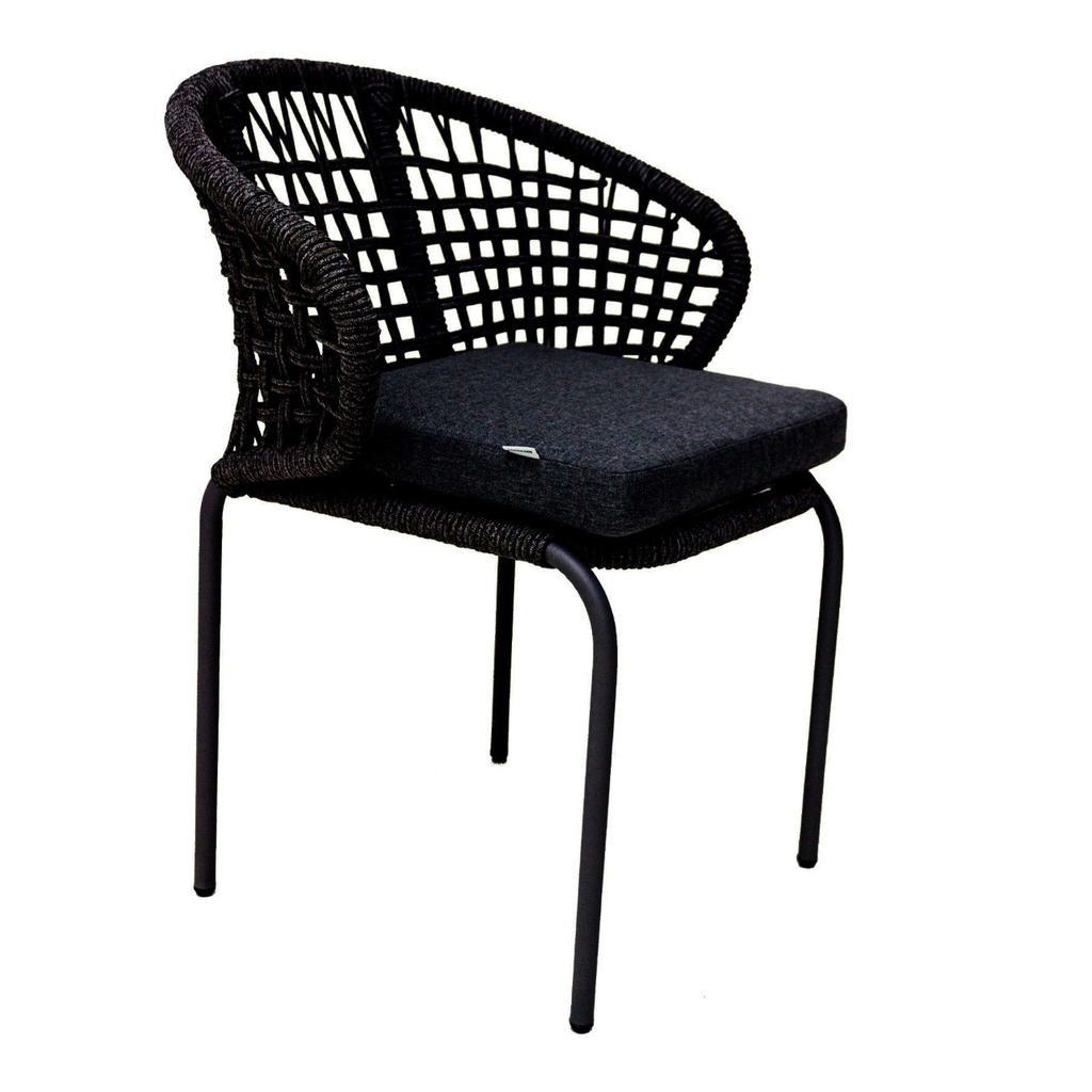Chamela silla metal negro cuerda negra cojín // Exterior techado