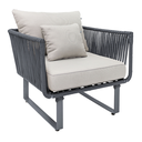 Vallarta sillón metal gris cuerda gris cojinería en tela // Exterior techado