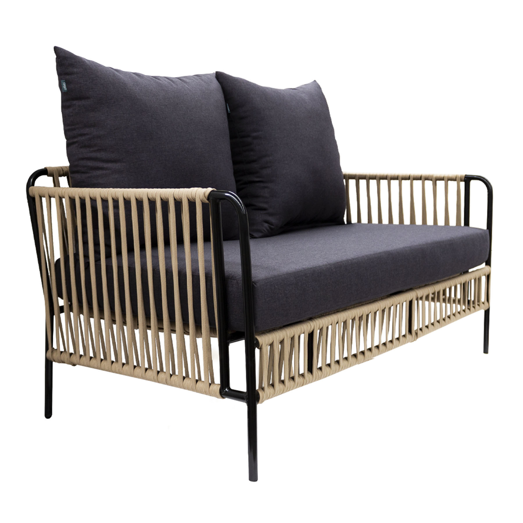 Chetumal love seat acero galvanizado textilene beige y loneta // Exterior 100%
