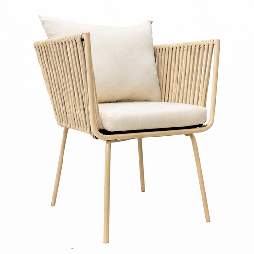 [54956SIT] Chetumal silla acero galvanizado beige textilene beige cojinería loneta // Exterior 100%