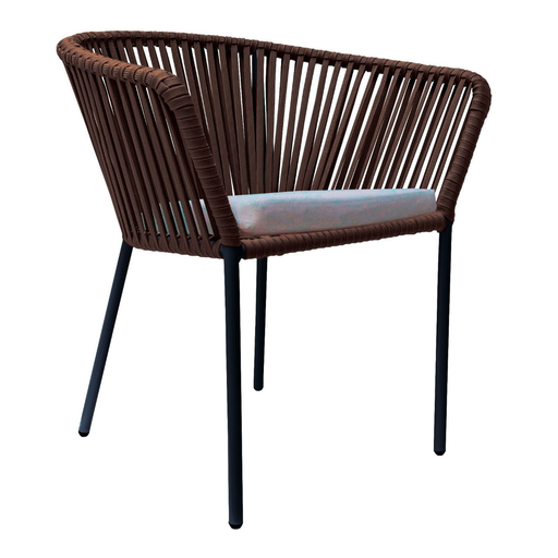 [54958SI] Jalisco silla metal negro cuerda café cojín // Exterior techado