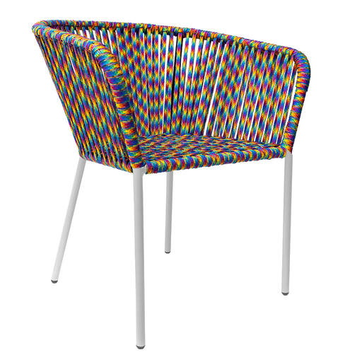 [55356SI] Jalisco silla metal blanco cuerda arcoiris // Exterior techado