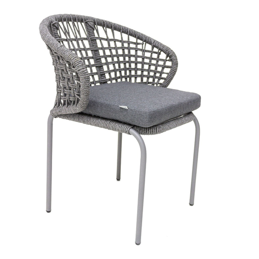 [55382SI] Chamela silla metal gris cuerda gris cojín // Exterior techado