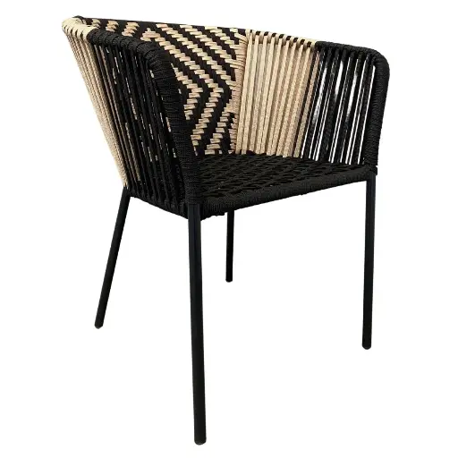 [56776SI] Huasteca silla cuerda negra con beige sin cojín