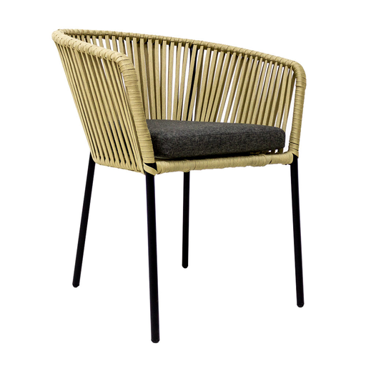 [56779SI] Jalisco silla apilable metal negro cojín // Exterior techado