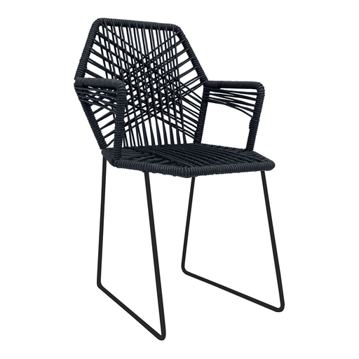 [CMX005NE] Acapulco silla hexagonal con brazos negra // Exterior techado