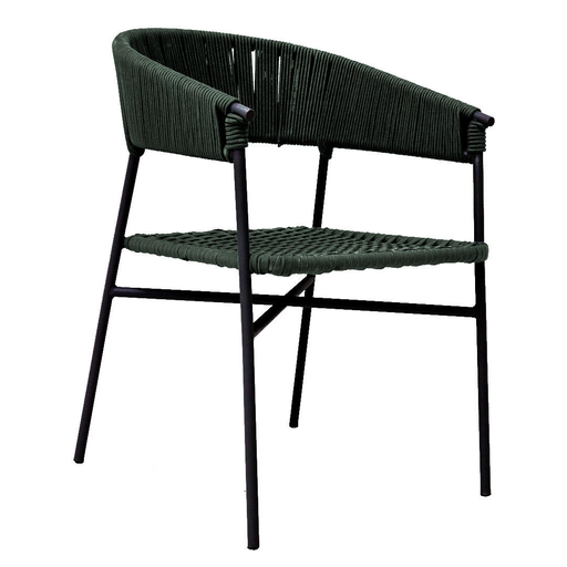 [ZAE02722] Zamora silla metal negro cuerda verde // Exterior techado