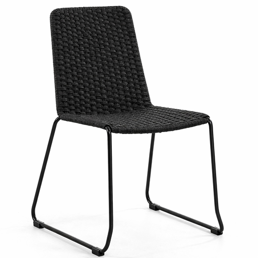 [CUMX151122] Cocula silla metal negro cuerda negra // Exterior techado
