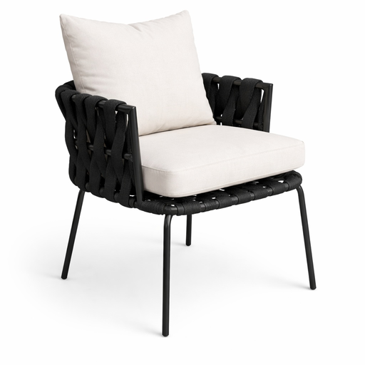 [57826SI] Veracruz silla cuerda negra textilne y loneta 100% exterior