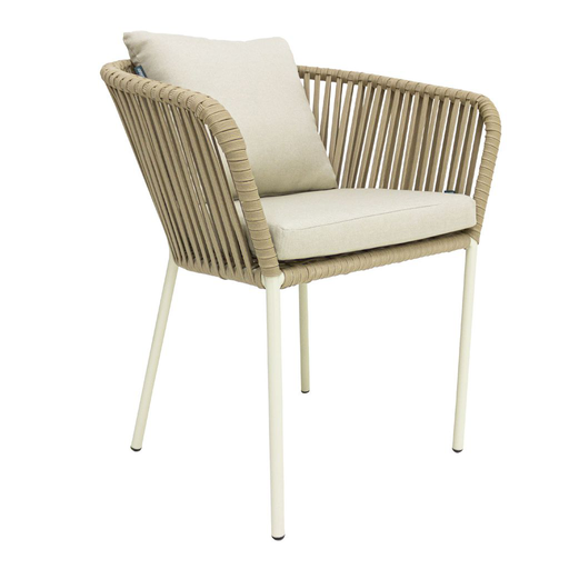 [58367SI] Jalisco silla metal beige cuerda beige cojin asiento y respaldo en tela loneta antidecoloración // Exterior techado