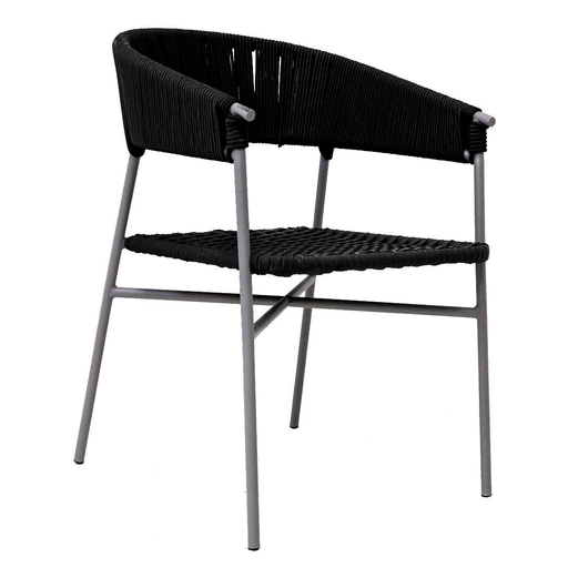 [ZAE02730] Zamora silla metal gris cuerda negra // Exterior techado