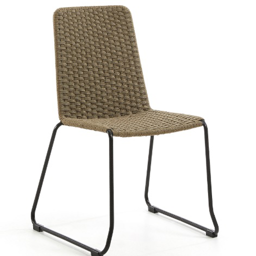 [58494SI] Cocula silla metal negro cuerda nylon beige // Exterior techado