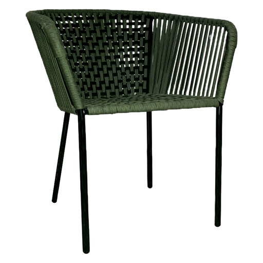 [58907SI] San Luis silla metal negro y cuerda // Exterior techado