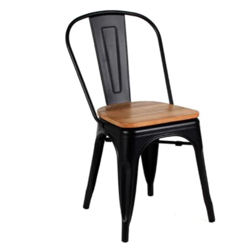 [59432SI] Folix silla negra asiento madera // MP