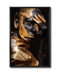 [Black Woman-017-MN] Rostro dorado con negro cuadro decorativo codigo-017-MN // MP