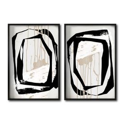 [Abstracto  028 A Y B-GN] Juego abstracto negro dorado arena cuadro decorativo codigo 028 A Y B-GN // MP