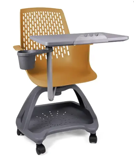 [62359PUN] Partner pupitre mesa banco giratorio con ruedas color naranja.