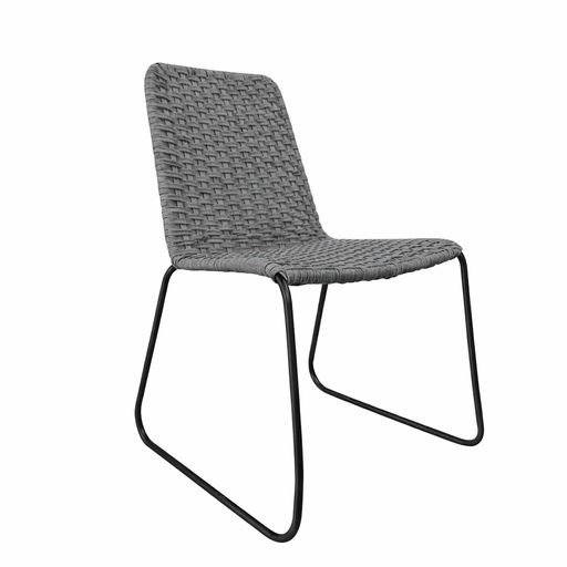 [62291SI] Cocula silla metal negro cuerda gris // Exterior techado