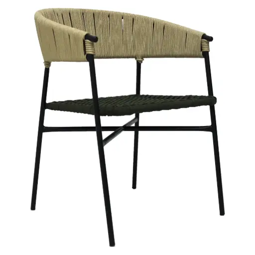 [62649BAT] Zamora banco acero galvanizado negra cuerda textilene beige // Exterior 100%