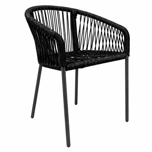 [62713SIT] Tequila silla acero galvanizado negro textilene negro // Exterior 100%