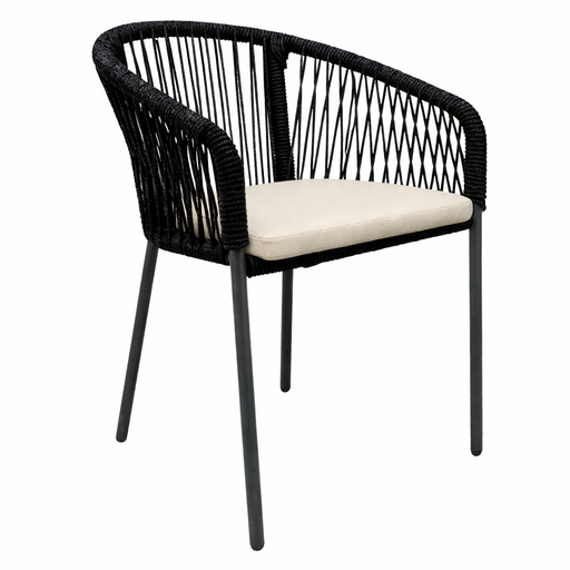 [62779SIT] Tequila silla acero galvanizado negro cuerda textilene negra con cojín // Exterior 100%