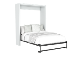 [SBLAQS-BL] Lina base de cama queen size con laminado de madera color blanca // MS