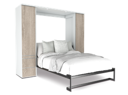 [SSPACE-MA-AC] Shubuya cama abatible, closet y mesa matrimonial con laminado de madera color acacia // MS