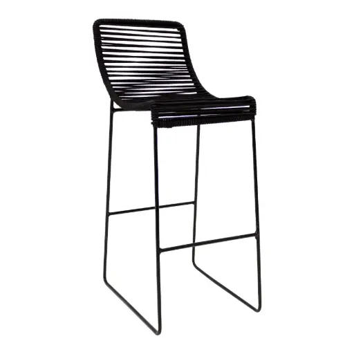 [CMX024T] Mayan banco acero galvanizado negto cuerda textilene color negro // Exterior 100%
