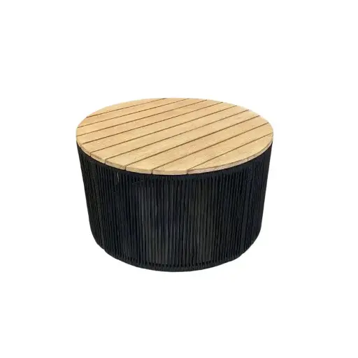 [J0300093JJ01T] Dandara mesa auxiliar acero galvanizado negro cuerda textilene diámetro 70 cm // Exterior 100% 
