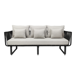 [5329SO] Vallarta sofa metal negro cuerda negra tela curri