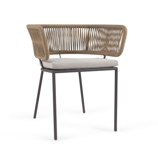 [CMXSI08 ] Avandaro silla metal negro, cuerda y tela // Exterior techado.