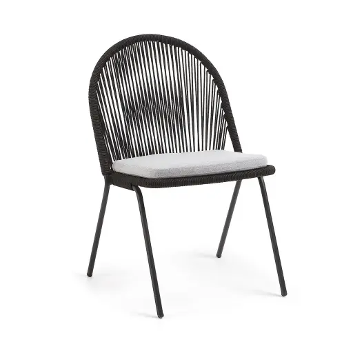[CC0720S02F] Stad silla metal negro cuerda y loneta antidecoloración // Exterior techado 