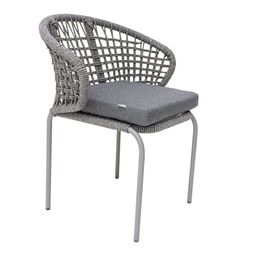 [55382SI] Chamela silla metal gris cuerda gris con cojin