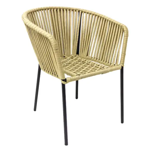 [56778SIT] Jalisco silla apilable en acero galvanizado negro cuerda textilene beige // Exterior 100% 